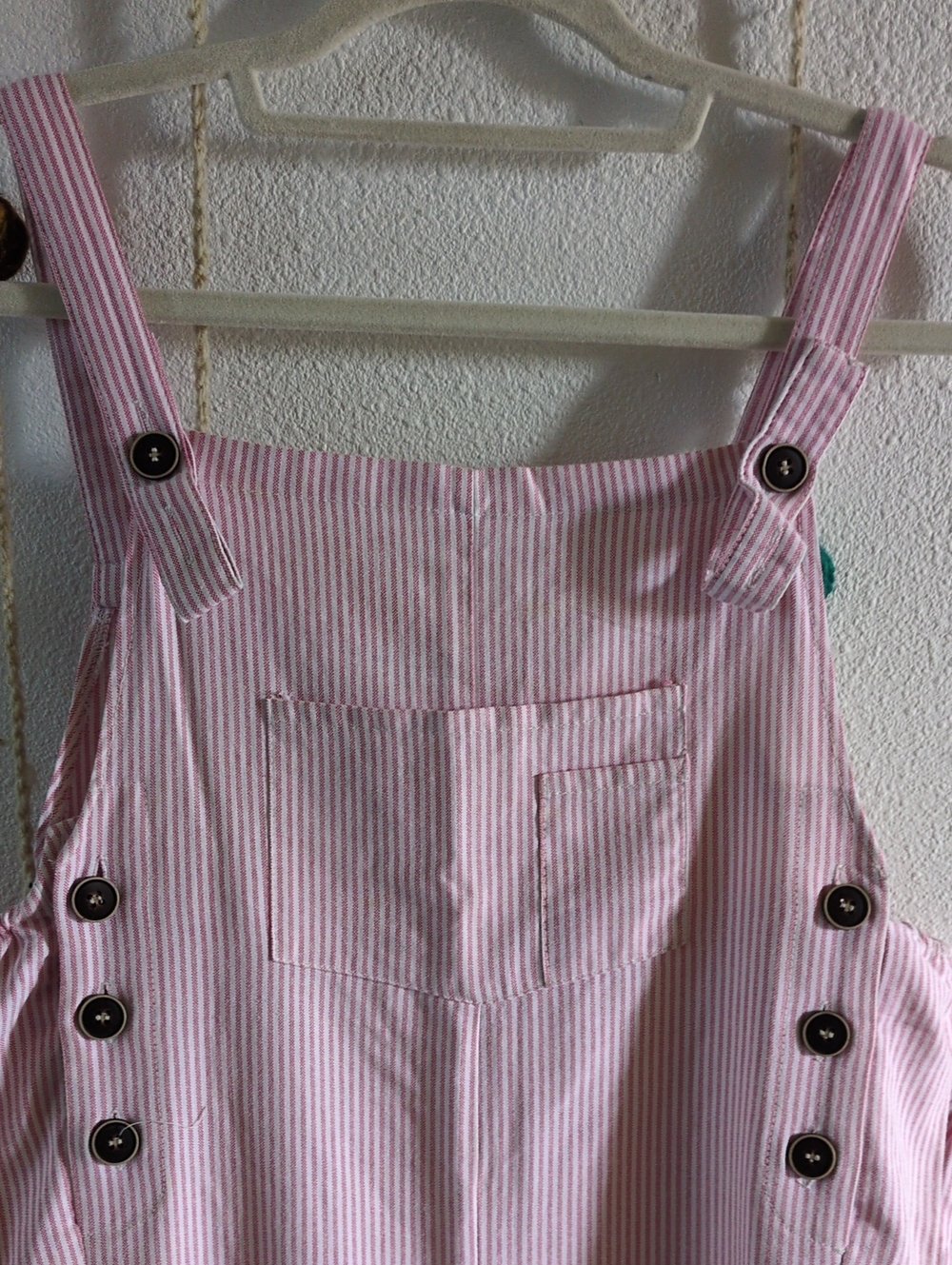 Girls' Pink Striped Overall Dress